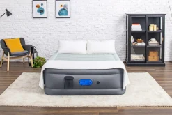 Bestway Alwayzaire Tough Guard Air Mattress Queen 20 With Built-In Dual Pump And Antimicrobial Coating Outlet
