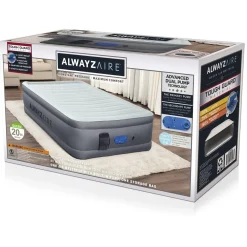 Bestway Alwayzaire Tough Guard Air Mattress Queen 20 With Built-In Dual Pump And Antimicrobial Coating Outlet
