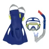 Bestway Crusader Dark Blue Unisex Youth Snorkel Set With Fins, Ages 7+ Shop