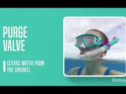 Bestway Spark Wave Teal Unisex Adult Snorkel Set With Fins, Ages 14+ Fashion