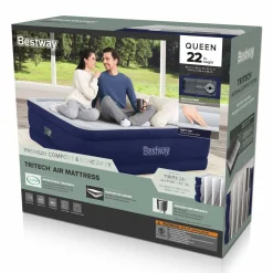 Bestway Tritech Air Mattress Queen 22 In. With Built-In Ac Pump And Antimicrobial Coating Sale