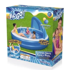Bestway H2Ogo! 7'11 X 55 Summer Days Inflatable Round Kiddie Pool With Uv Careful Sunshade Sale