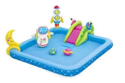 Bestway H2Ogo! Little Astronaut Square Inflatable Kiddie Pool Play Center With Slide Outlet
