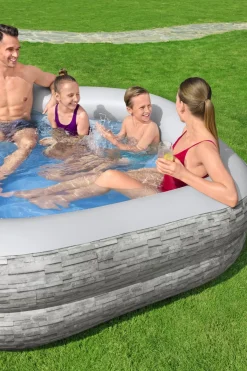 Bestway H2Ogo! Truprint Stone 7'X 6'9 X 21 Soft Sided Inflatable Family Kiddie Pool Hot