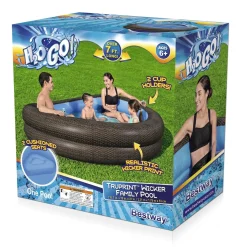 Bestway H2Ogo! Truprint Wicker 7'7 X 70 X 21 Soft Sided Inflatable Family Kiddie Pool Clearance