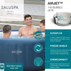 Bestway Saluspa Milan Airjet Plus Inflatable Hot Tub With App Control 4-6 Person Shop